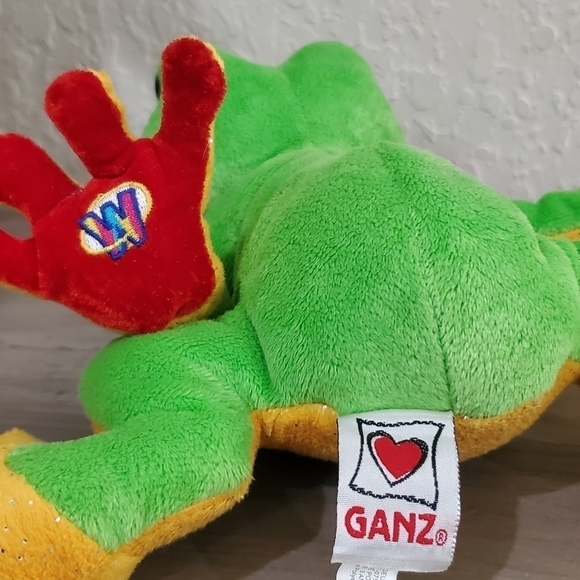 Ganz Webkinz Tree Frog Stuffed Animal Plush Green and Yellow w/Red Eyes 10" - Picture 5 of 9